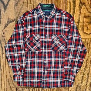 Vintage Acrylic Plaid Flannel Button Up Shirt